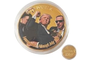 GENERIC Trumps Coin, Trumps shootings Coin, Trumps Coin 2024 Gold Real Coin, Trumps Collectibles, Double-Sided Printed Presidential Collectible Souvenir Coin