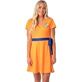 Dragon Ball Z Womens' Kanji Symbol Cosplay Costume Skater Criss-Cross Sash Dress