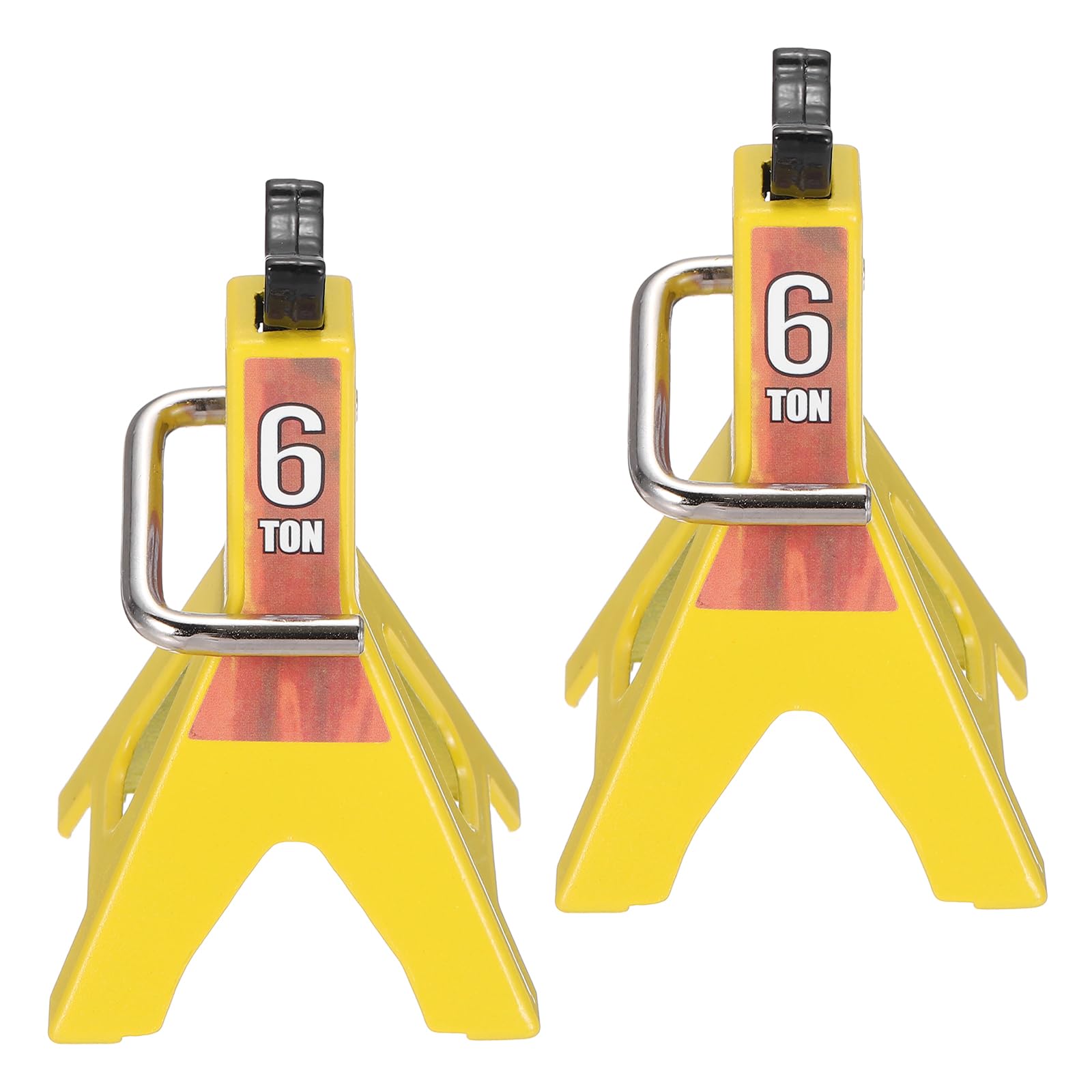 sourcing map RC Car Jack Stands, 1/10 RC Scale Jack Toy Stands 6 Ton Metal Toy Accessories Decoration Simulation for SCX10 D90 CC01 Rc Truck Crawler Car, Yellow, 2 Pcs