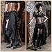 HaoLin Steampunk Retro Victorian Punk Cincher Lace up Long Ruffle Mini Skirt Black