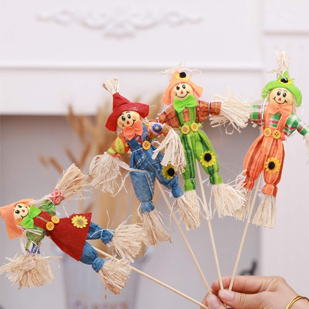 Yardwe 4Pcs Small Scarecrow Decoration Autumn Thanksgiving Decoration Props Ornaments Pendant for Halloween Party School Kindergarten Home Bar Garden Assorted style - Image 3