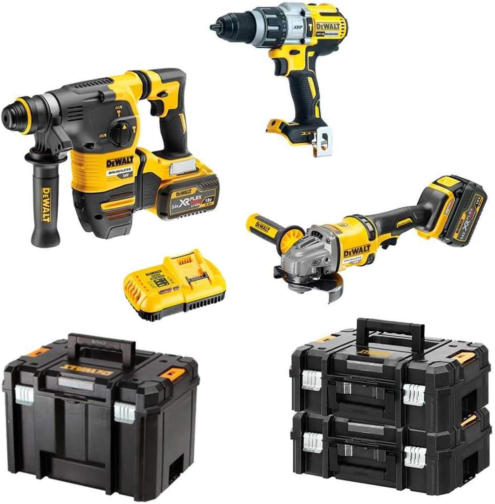 DEWALT Kit FVK381X2HD-QW FLEXVOLT 54V/18V(DCH333 + DCD996 + DCG414 + 2 batteries 54V/18V Li-Ion 9,0 Ah + DCB118 + 2 x TSTAK II + TSTAK VI) "Brushless"