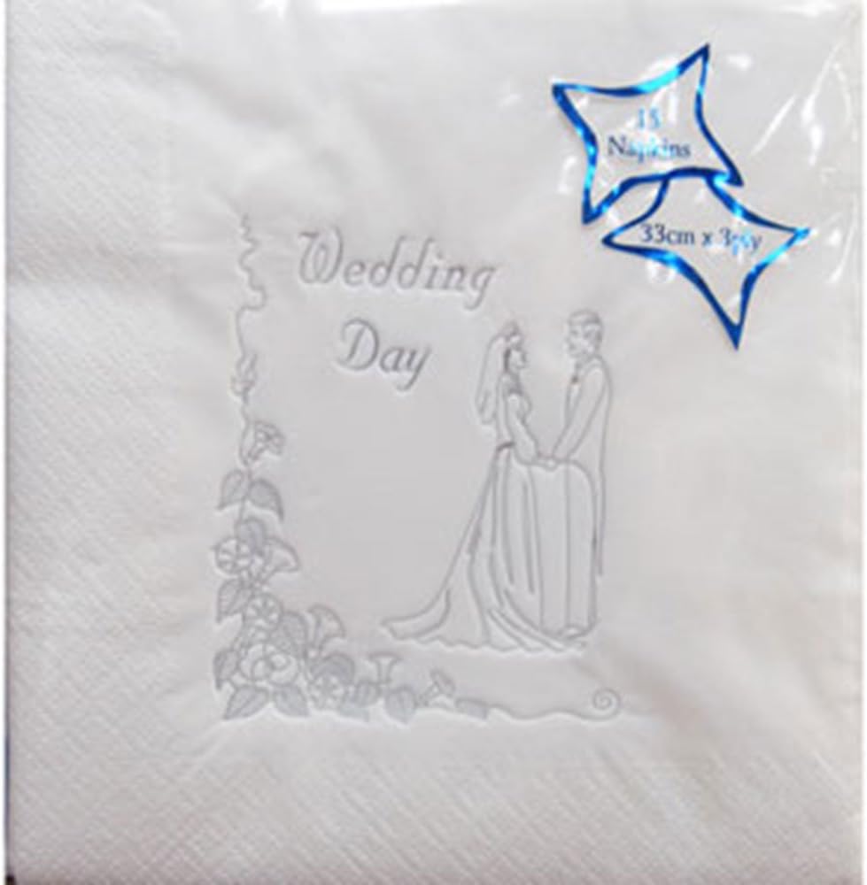Luxury Wedding Day Napkins - Silver on White