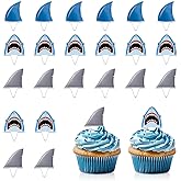 Zliisang 36PCS Shark Fin Cupcake Toppers Shark Fin Cake Decorations Summer Ocean Animals Theme Shark Birthday Baby Shower Party Decorations