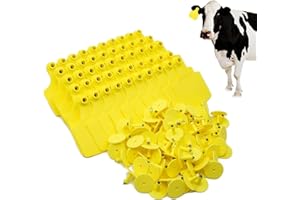 PAULOZYN 4.1” L×3.5”W Livestock Ear Tags Big Blank 100PCS Identification TPU Precision Tags for Cattle Cows Pigs Hog Goats Sheep Calf Animal (Yellow)