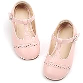 THEE BRON Girls T-Strap Shoes | Square Toe for Wide Feet | Party & Dress Toddler Kid