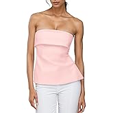 Strapless Tube Tops for Women Backless Going Out Bandeau Top Sexy Trendy Off Shoulder Side Split Summer Bustier Tops