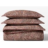 Lauren Ralph Lauren Hallie Full Queen 3 pc 100% Cotton Luxurious Soft Sateen Comforter Set Shams Paisley Print Tan, Wine Red, Purple on Brown Ground.