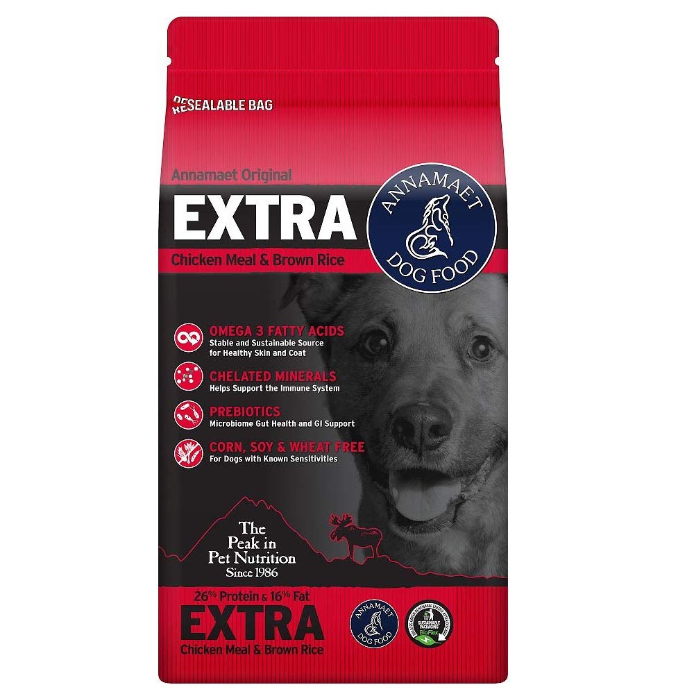 Annamaet 26% Protein Extra Formula Dry Dog Food, 25 Pounds, for Active Dogs and Bully Breeds