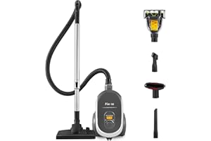 Aircliff Canister Vacuum Cleaner, Specially Designed Nozzle for Pet Family, 1200W & 17Kpa Strong Suction, 2 HEPA Filters & 5 Cleaning Tools for Hard Floor, Carpet, Upholstery, Pet Hair(Sliver)