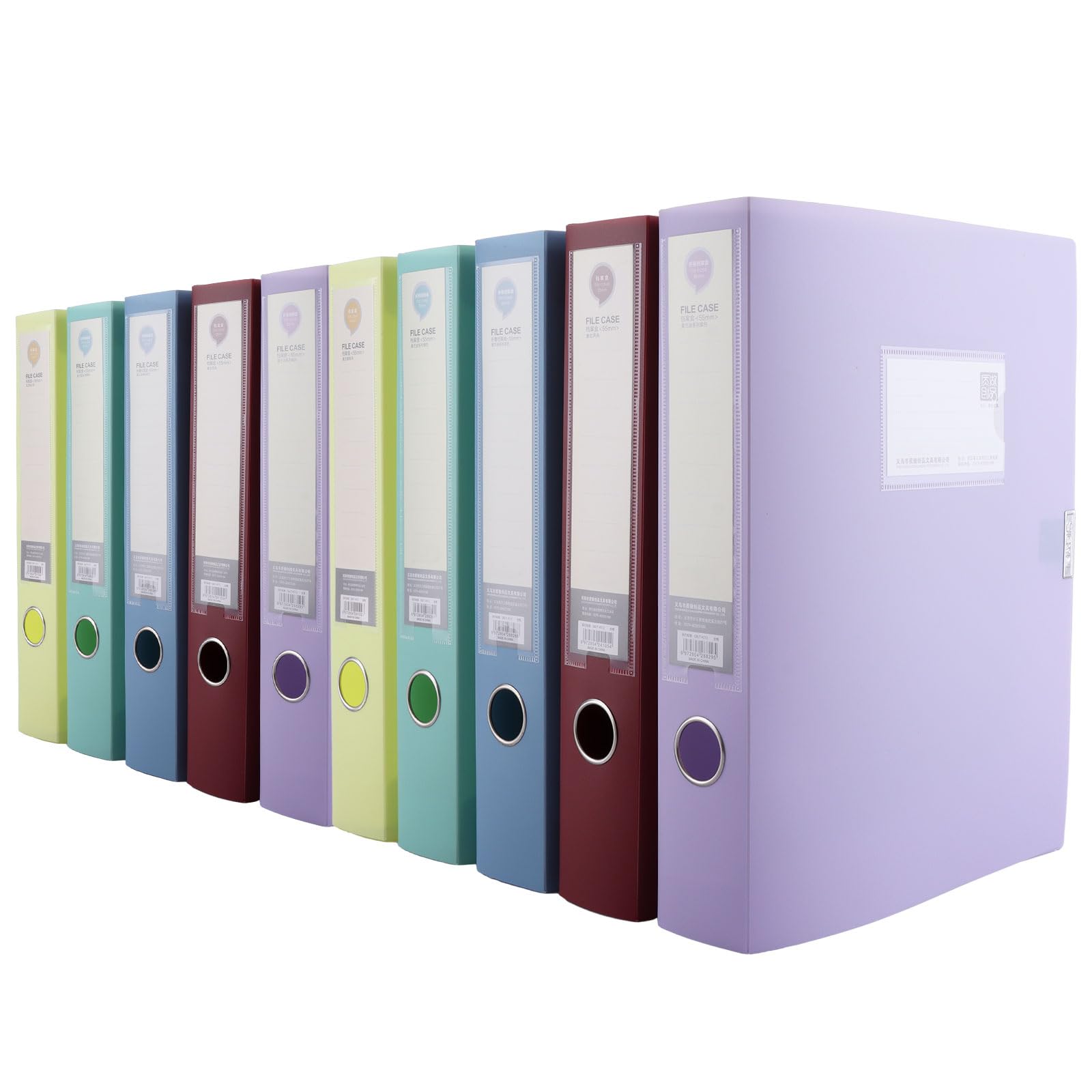 JMIATRY Box Files A4 Pack of 10, Plastic Deep File Holders 55mm, 5 Colors Foolscap Box File for Office Stationery Document File