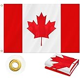 Canada Flag 3x5 FT Outdoor, Double Sided Heavy Duty 210D Oxford Fabric, Embroidered Maple Leaf and 4 Rows Stitching Fly Ends with 2 Brass Grommets, CA National Country Flag for Wall Indoor Home Garden