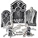 Prextex Halloween Graveyard Set for Spookiest Halloween Decoration Includes Spider Webbing, Mini Skulls, Bones, and RIP Gravestones Best Halloween Decor