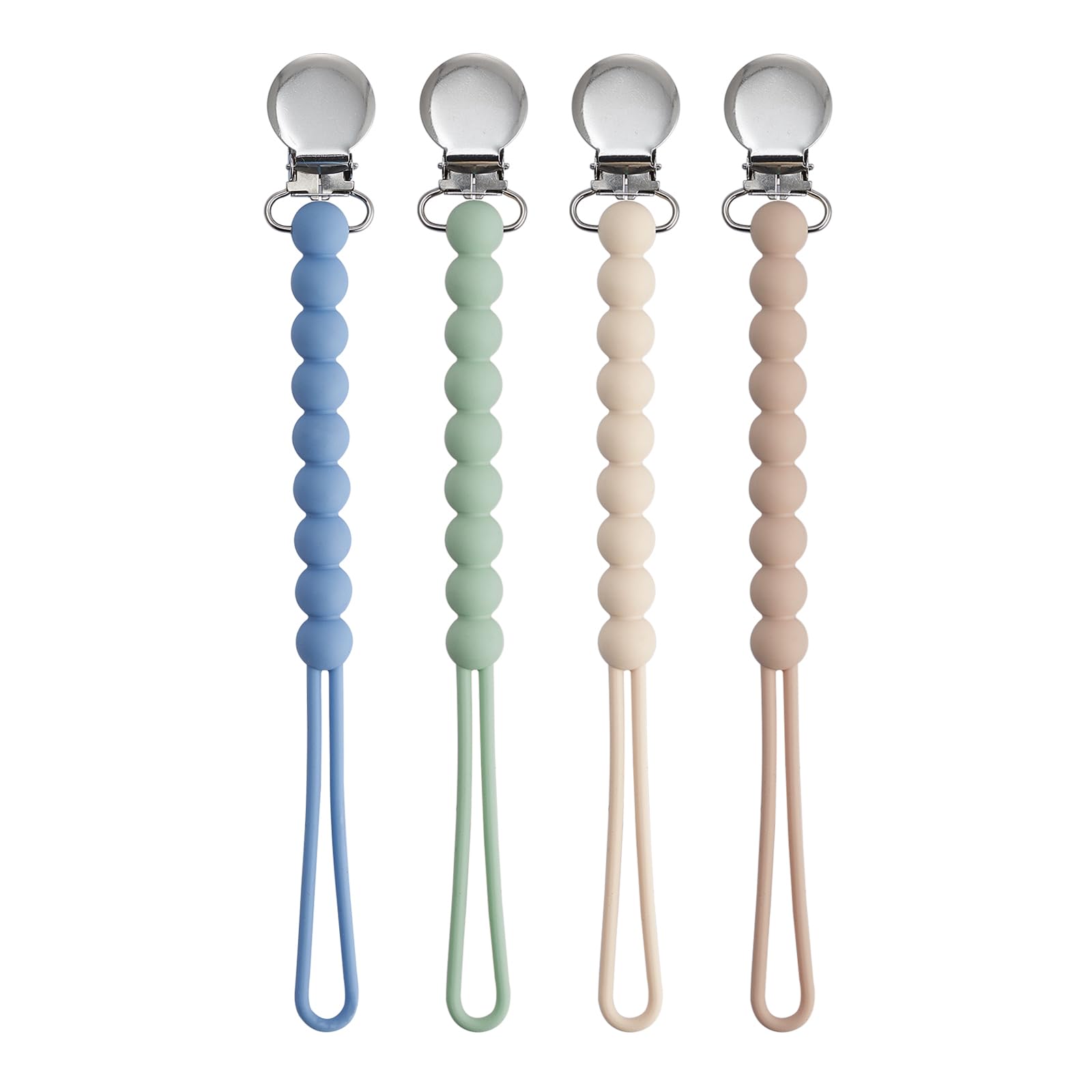 Dummy Clips for Girls, BOUESA Baby Dummy Clip Boys, Pacifier Silicone Clips with One Piece, Keep Pacifier Clean, Dummy Holder 4 Pack — image 1