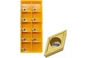 GBJ 10pcs DCMT21.51 DCMT070204 Carbide Inserts Lathe Turning Inserts Turning Tool Multilayer Coated CNC Lathe Inserts for SDJCR Lathe Turning Tool Holder Replacement Insert