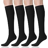 FITRELL Women's Knee High Socks Outdoor Sport Athletic Socks Casual Stripe Tube Socks 1-4 Pack