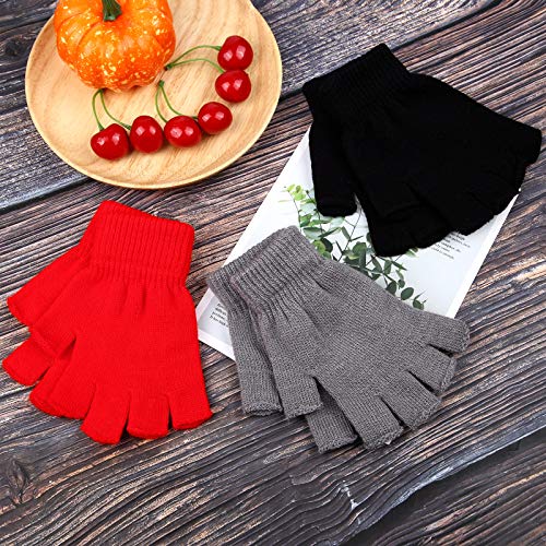 Cooraby 12 Pairs Winter Half Finger Gloves Flexibly Stretchy Knit