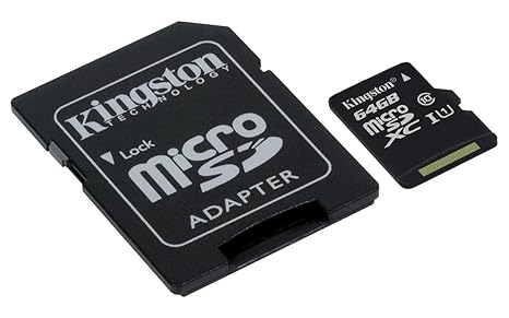 DAM. SDCSC64GB. Microsd Klasse 10 Uhs-I Karte Kingston 64Gb + Adapter. Schwarz