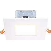 Ultralux 7 inch Modern Ultra-Thin LED Recessed Direct Wire Square Dimmable Downlight with J-Box, 5-Year Warranty, 750 Lumens 