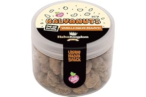 Halva Kingdom Gourmet Tahini Halva Covered Nuts – Vegan, Gluten-Free, Kosher – Sweet Nutty Snack with Creamy Sesame Halvah – 7 oz Premium All-Natural Treat, Perfect for Snacking (VANILLA HALVA PEANUTS)