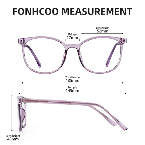 FONHCOO Blue Light Blocking Glasses Fashion Round TR90 Frame Transparent  Eyewear Anti UV Blu-Ray Computer Glas