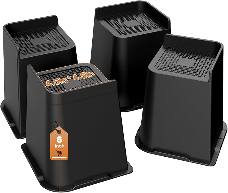 MYMULIKE Bed Risers 6 Inch Heavy Duty L Shaped Design 6000 lbs 4 Pack