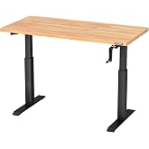 WORKPRO 47.2" x 23.6" Adjustable Workbench, Hand Crank, 300 lb Capacity | 28.7&ndash;47.2 in height range; solid rubberwood top; widened steel base; leveling feet; smooth, precise adjustment