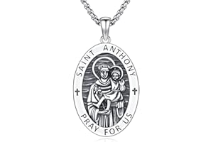 XIXLES 925 Sterling Silver Patron Saint Medal Necklace Religion Catholic Saint Amulet Protection Pendant Jewelry for Men Women with Jewelry Box