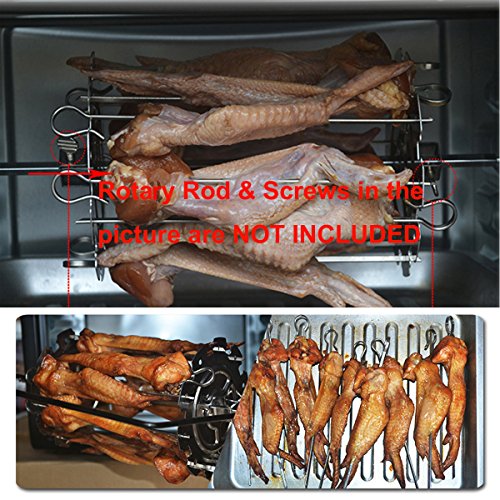 MiguCo Stainless Steel BBQ Grill Cage Vegetable Meat Skewer Kebab Maker for Rotisserie Oven Roaster - Thumbnail 7