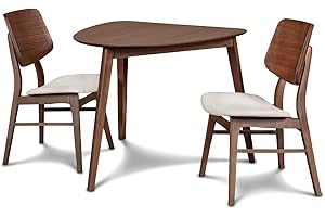 NEW CLASSIC HOME FURNISHINGS New Classic Furniture Mid-Century Modern Oscar Corner Table 3-Piece Dining Set, Walnut