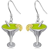 Shusukue Party Earring for Womens Margarita Earrings Sterling Silver Cocktail Earrings Cute Fruit Earrings Champagne Bottle Earrings Wine Glass Dangle Earrings Party Celebration Jewelry Gifts