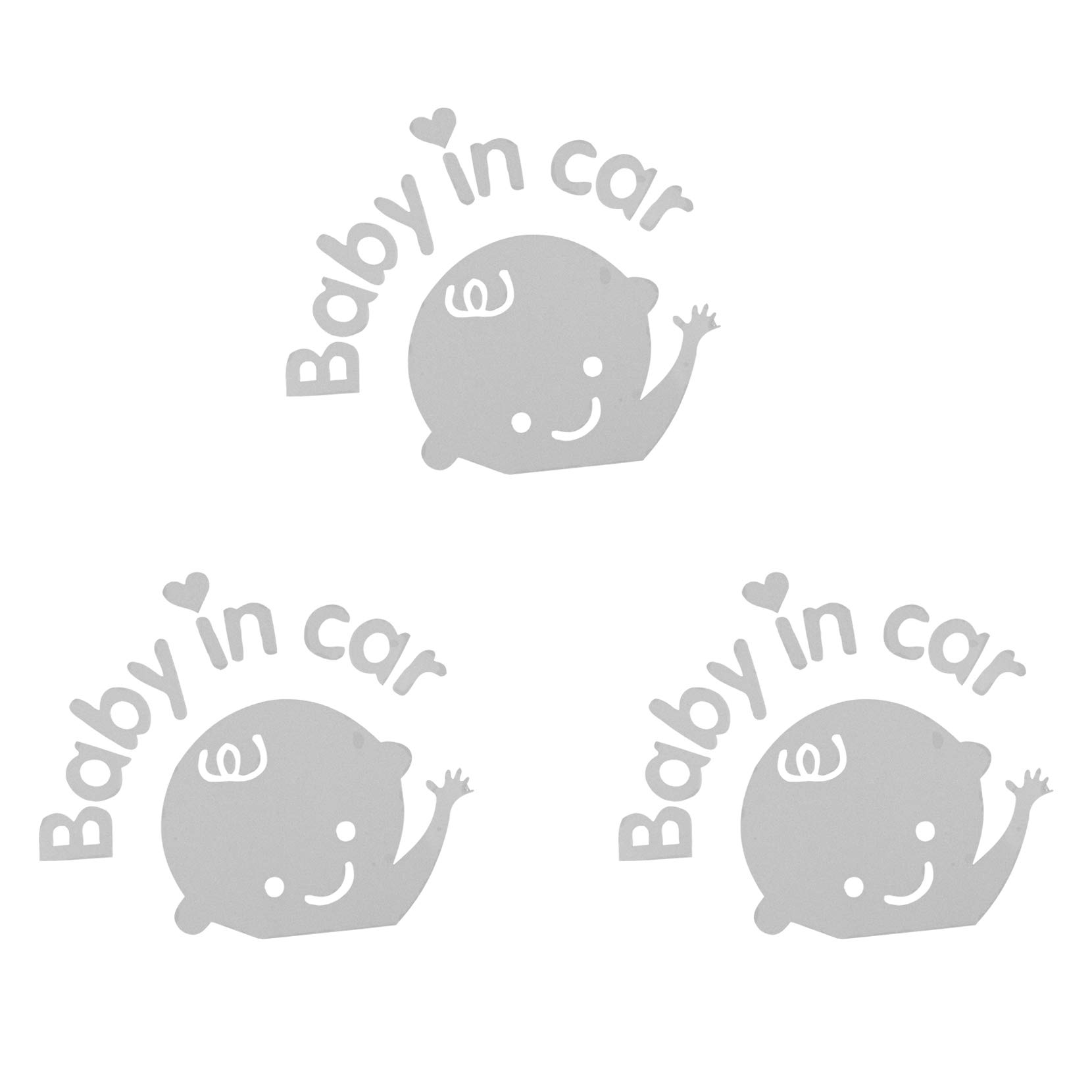 3PCS Baby in Car Window Child Sticker Bumper Decal Safety Signal Warning Sign Cute Reflective Warning Car Decal Rear Car Bike Van Window Vinyl Sticker Gift for New Parent and Baby