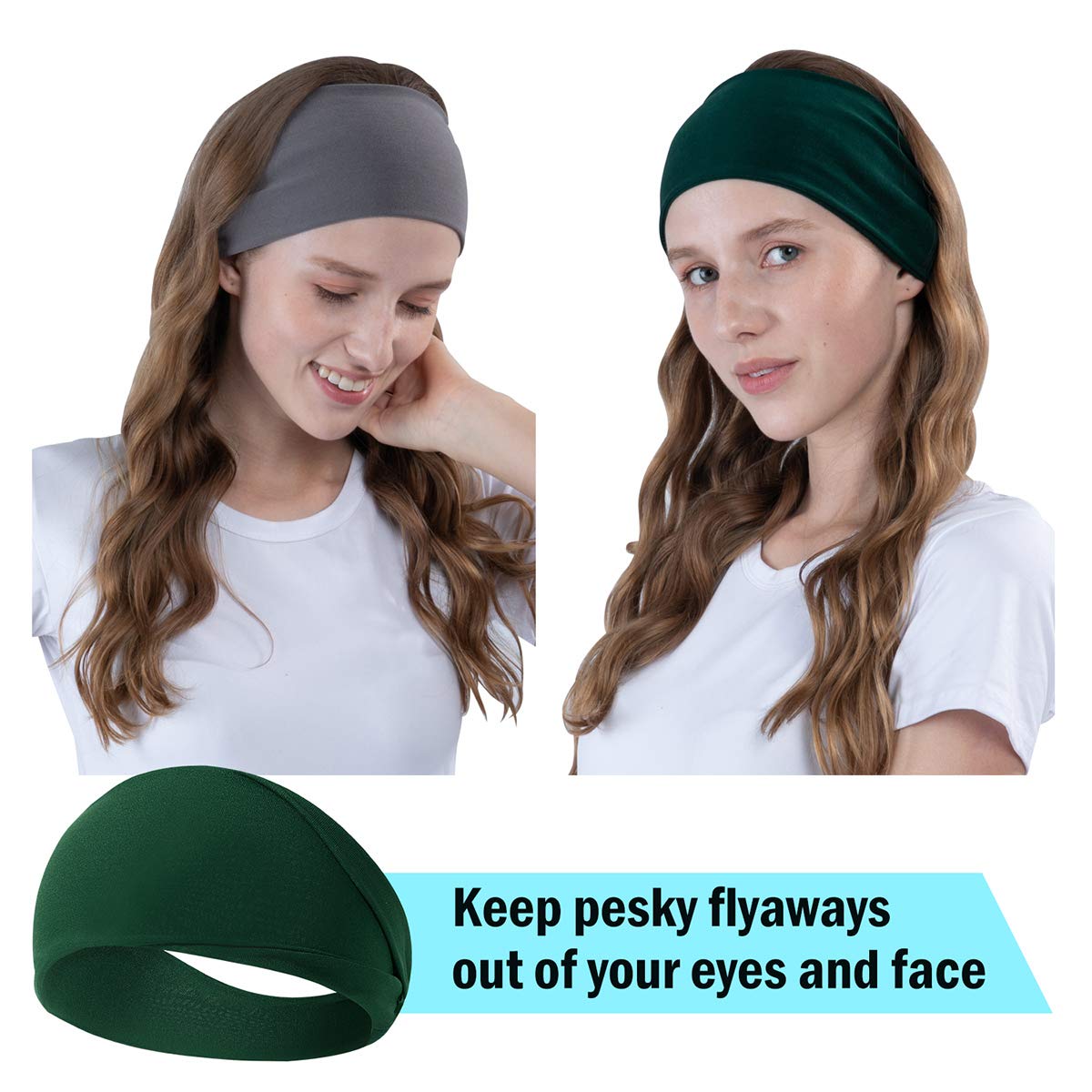 RITOPER 10 Pack Yoga Headbands for Women, Elastic Wide Soft Sweat Head bands Hair Bands for Yoga Running Fitness, Solid Workout Headwraps Fashion Hair Accessories (solid color) : Beauty