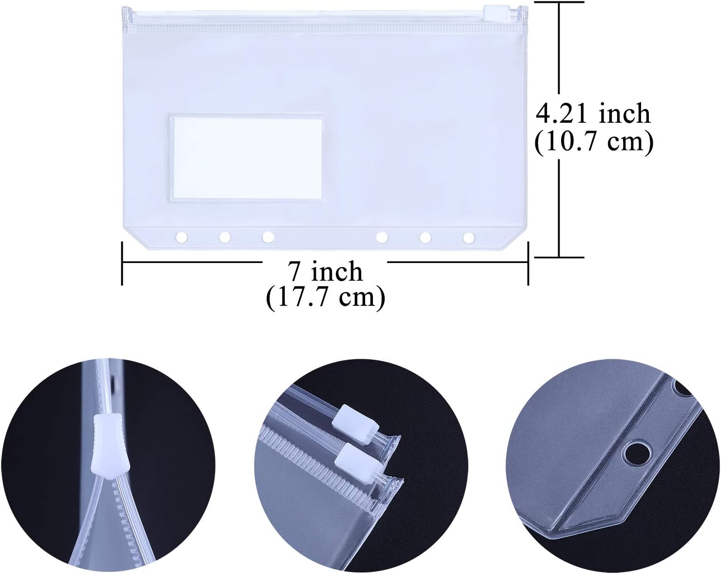 HAUTOCO 12PCS A6 Size Binder Pockets with Label Pocket, PVC Cash Budget Zipper Envelopes 6-Holes Binder Pouches Folders for A6 6-Ring Notebook Binder : Office Products