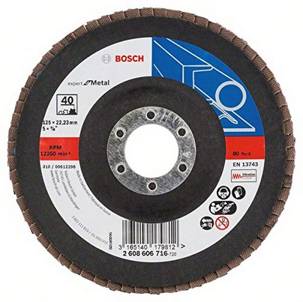 Bosch Flap Disc X551 'Expert for Metal' (Metal, Angled, Ø 125 mm, Grit 40, Accessories Angle Grinder)