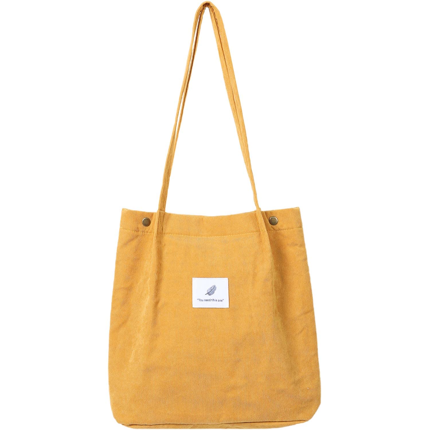 WantGor Corduroy Totes Bag Women's Shoulder Handbags Big Capacity Shopping Bag (Yellow)