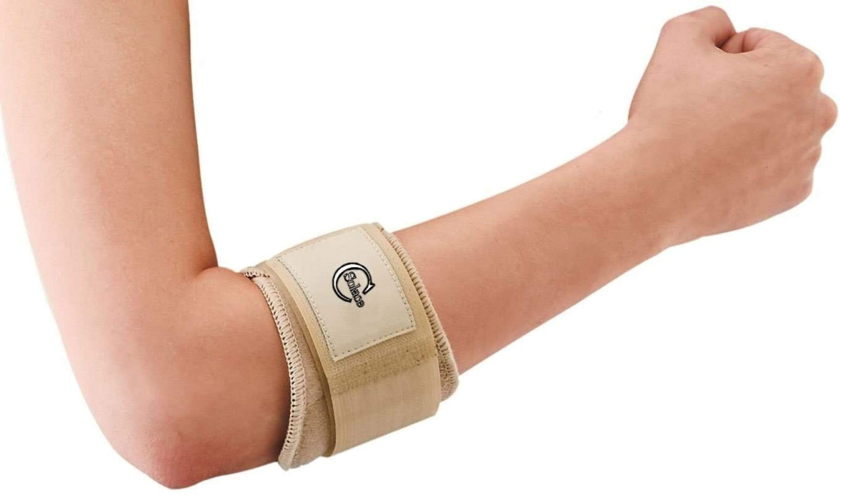 Solace Care Tennis Golfer Sport Elbow Strap Support Brace Splint Band - EPI Epicondylitis Clasp - For Men & Women - Pain Relief (Small - 23-25.5 cm)