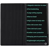 LCD Writing Tablet 6.5in Fine Tip with Leather Case and Hanging Pen | Fine-tip writing tablet supplied with a protective leather case and hanging stylus