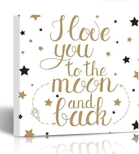 Amazon Emvencyキャンバスプリント絵画木製フレームブラックi Love You To The Moon And Back手書きフレーズfor Yourデザイン12 X 12インチ壁アート 12x12 グレー アートフレーム ポスター オンライン通販