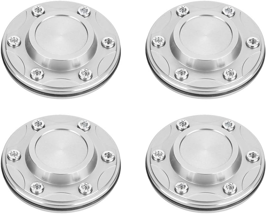Hub Cap, 4pcs Hexagonal Nut Hub Cap Wheel Center Electroplated Aluminium Alloy 4.2in(Silver