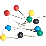 Amazon Basics Push Pins Map Tacks, Plastic Head, Steel Point, Assorted Colors, 100-Pack