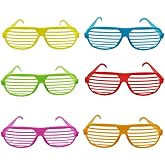 VIGUEUR Plastic Shutter Glasses Shades Sunglasses, 6PCS Neon Glasses (Red, Blue, Rose Red, Green, Yellow, Orange)