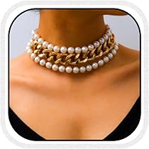 ●TATIANA● Classic Pearl Choker NecklaceNZ1042 14k Gold Fil Amazon.com: CLOACE Layered Pearl Choker Necklace Gold Chunky