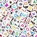 JPSOR 800 Pcs Letter Beads Alphabet Beads for Jewelry Making with Colorful Letters for DIY Bracelets, Necklaces, Educational Toys, Handmade Gift (White Beads with Colorful Letters)
