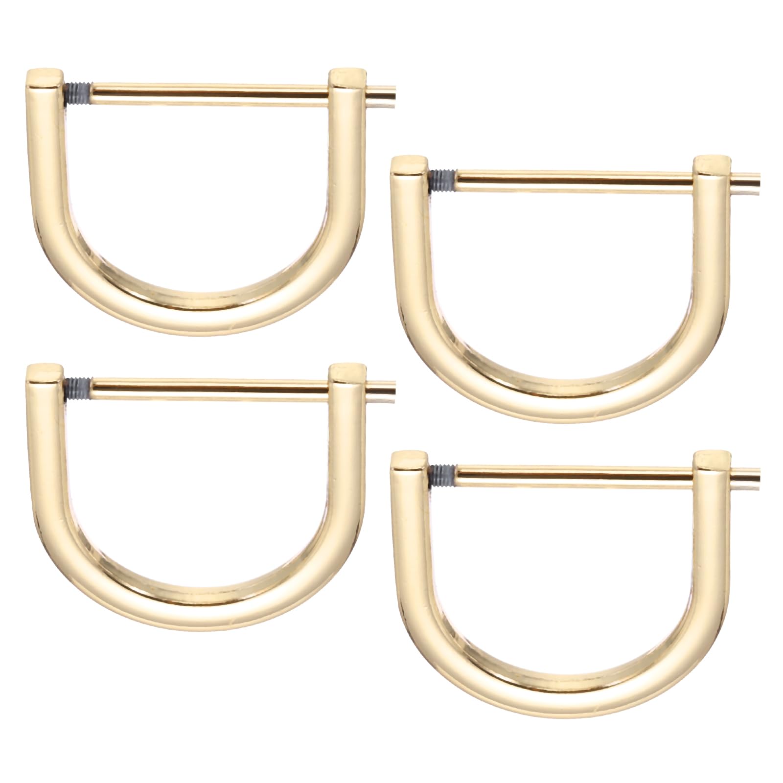 PATIKIL 1-1/4" D-Rings Screw in Shackle, 4 Pcs Horseshoe U Shape D Ring Zinc Alloy Semicircle Buckles Replacement for Purse Keychain Collar Accessories Craft, Light Gold