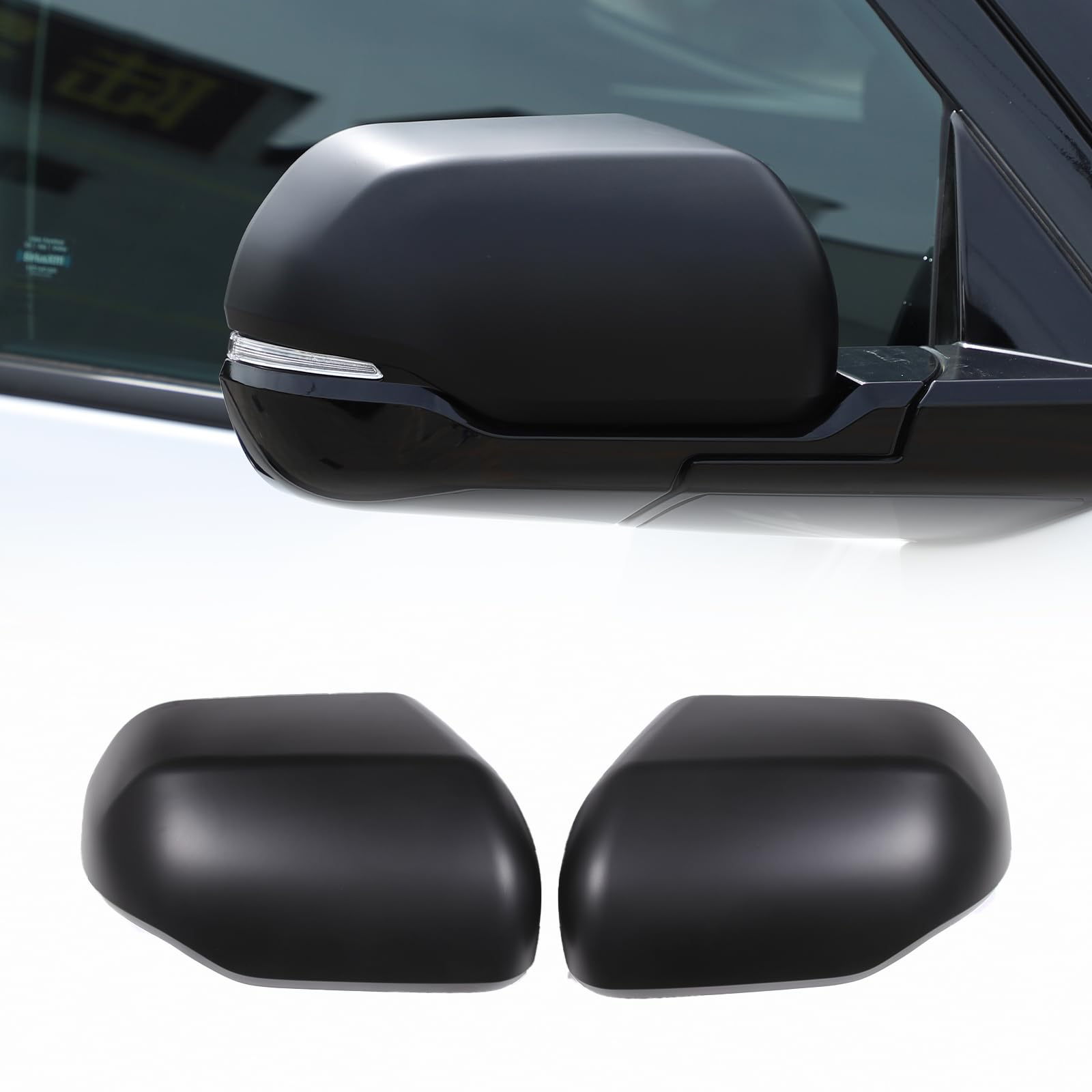 Photo 1 of Door Rear View mirror cover Cap Compatible with Toyota Tundra 2022 2023, ABS Full Mirror Covers, Side Mirror Covers Cap Overlay Applicable with turn signal version (matte black) 