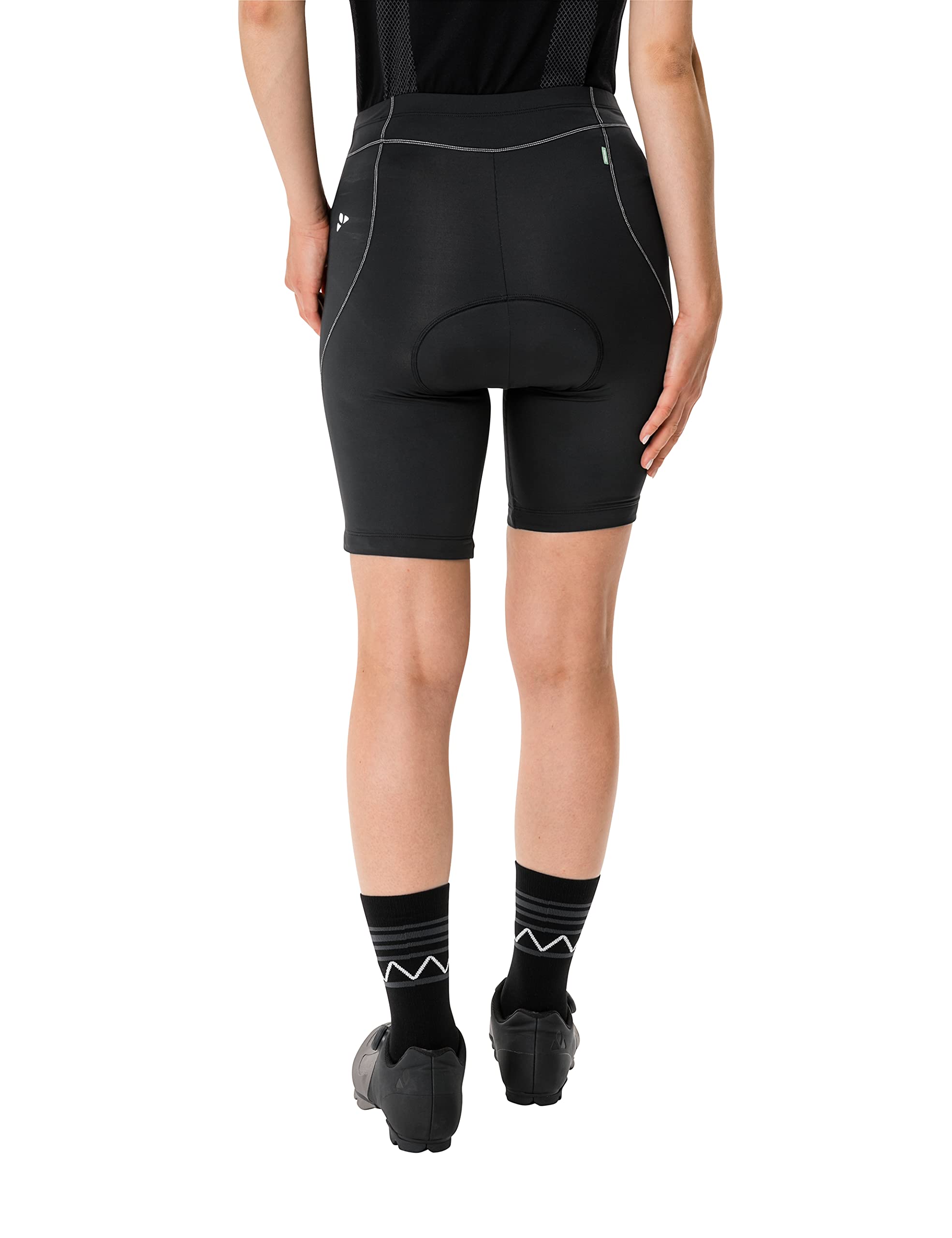 VAUDE Women's Active Pants, Funktionelle Radhose, atmungsaktiv, elastisch, schnelltrocknend, Funktionelles Sitzpolster, Passform: Slim fit, Black Uni, 40 4