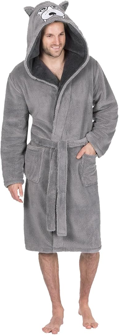 Mens fluffy grey dressing gown Clearance
