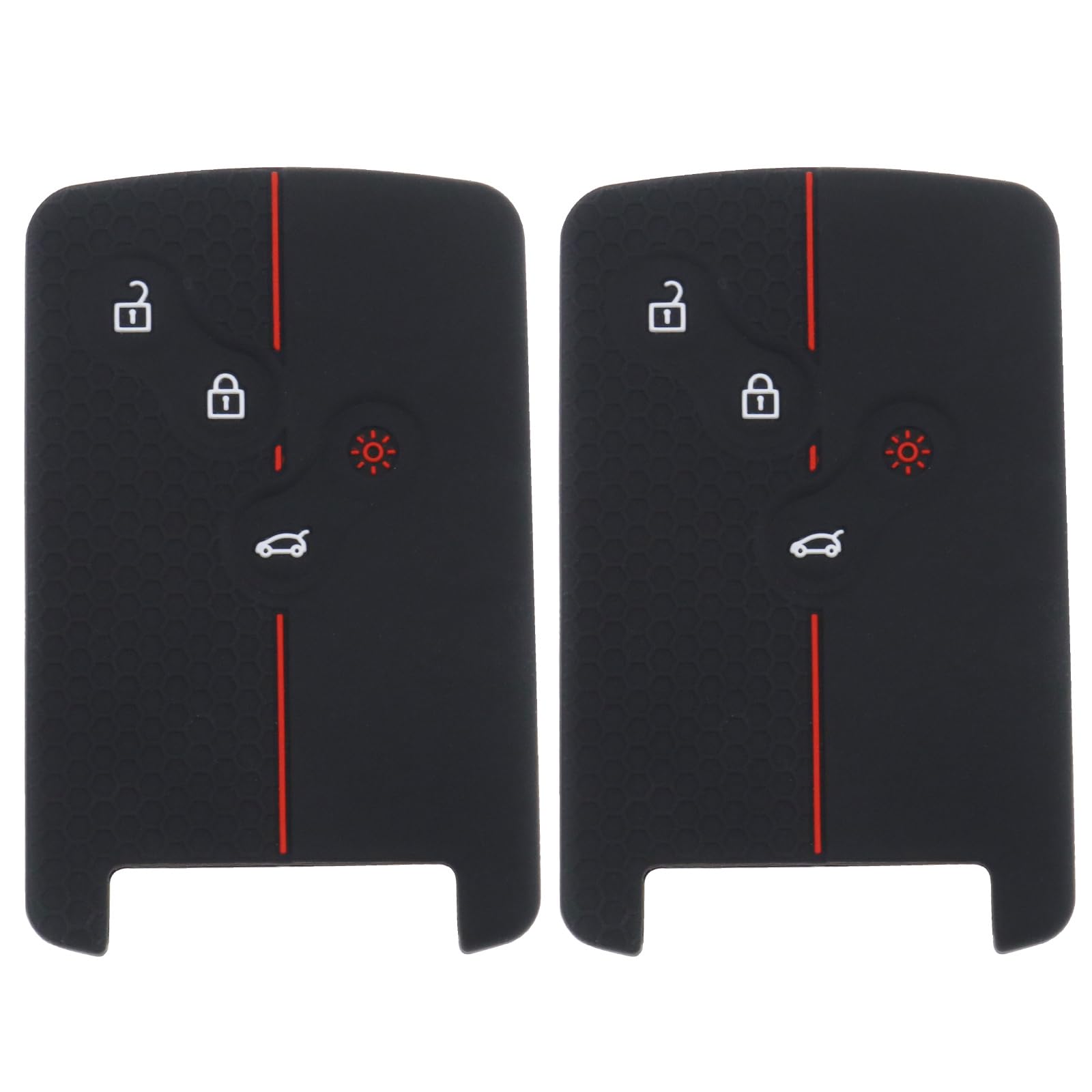 ECSiNG 2PCS Silicone Car Key Cover Compatible with Clio Scenic Megane Duster Sandero Captur Twingo Koleos Honeycomb Pattern 4-Button Remote Control Key Protective Case
