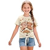 Xhuibop Cute Shirts for Girls Comfy Summer Tops Tie Knot Front Design Tees for Kids 5-12
